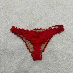 Shade & Shore Red Ruffle Bikini Bottoms - Vibrant Scarlet